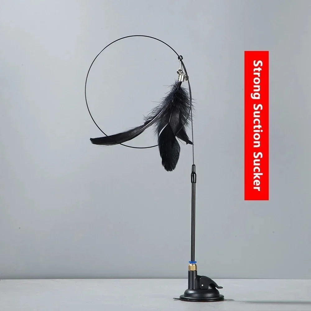 Cat Teaser Pole with Feather Bell | Interactive Cat Toy