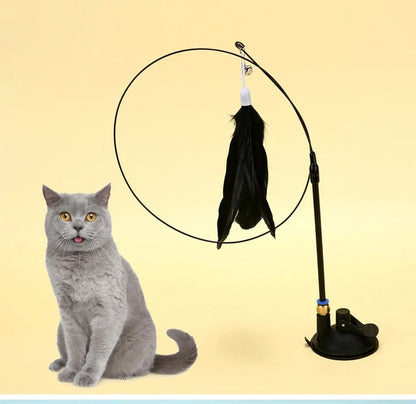 Cat Teaser Pole with Feather Bell | Interactive Cat Toy