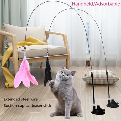 Cat Teaser Pole with Feather Bell | Interactive Cat Toy