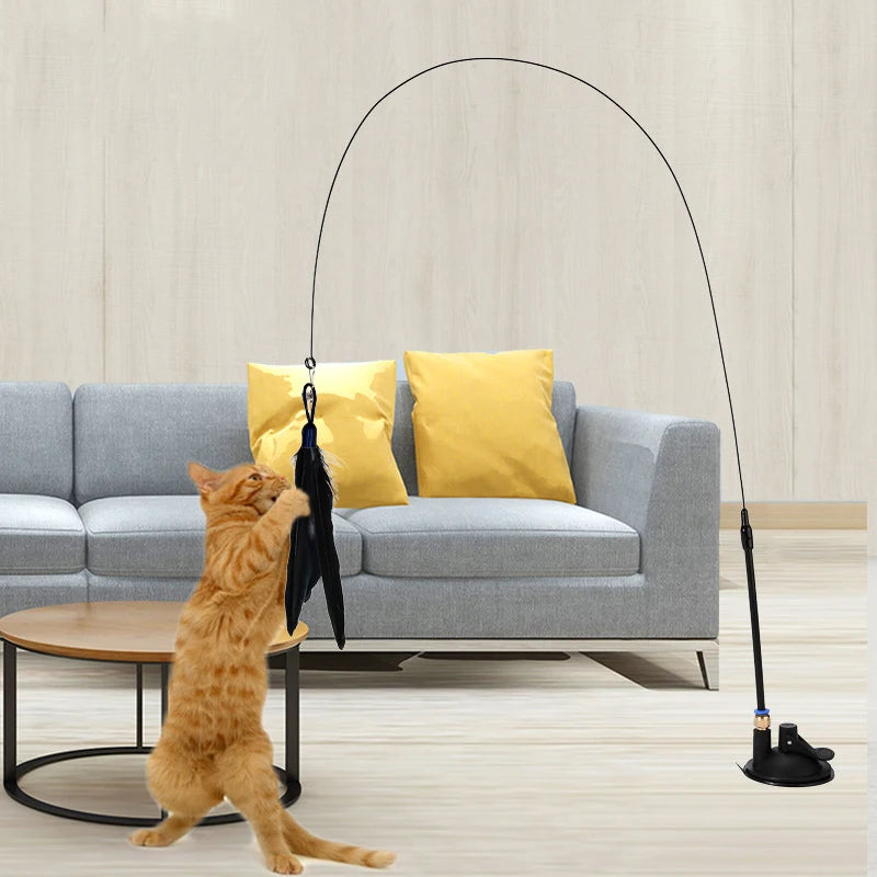 Cat Teaser Pole with Feather Bell | Interactive Cat Toy