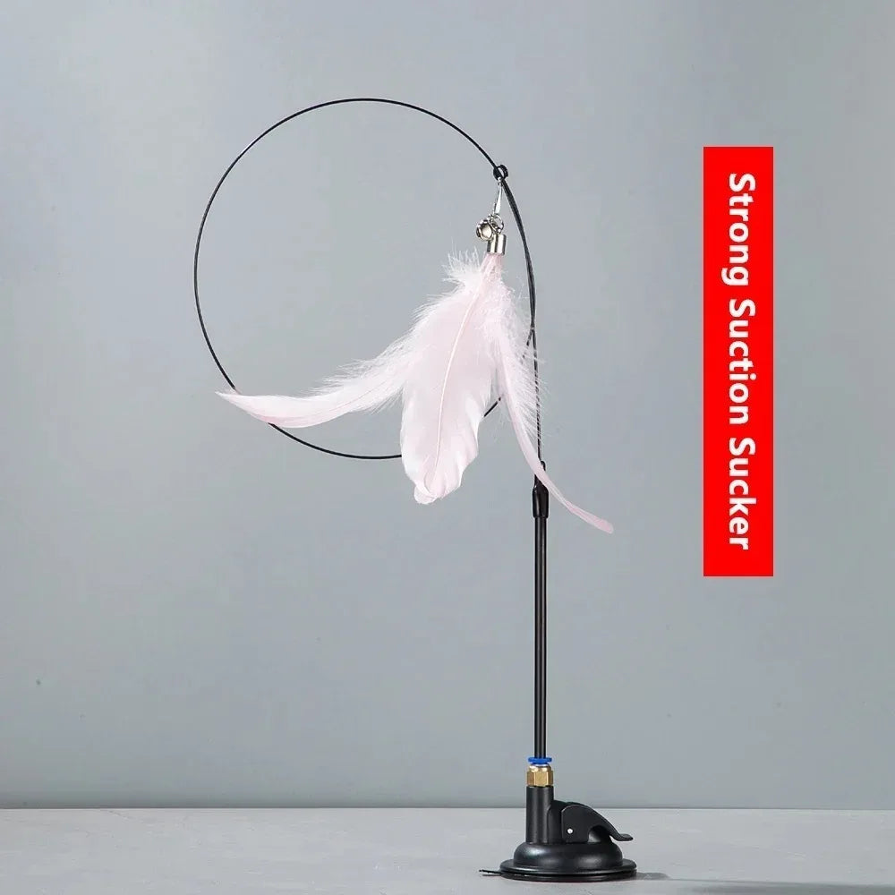 Cat Teaser Pole with Feather Bell | Interactive Cat Toy