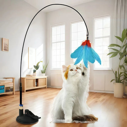 Cat Teaser Pole with Feather Bell | Interactive Cat Toy