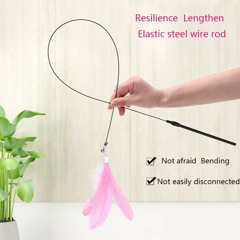 Cat Teaser Pole with Feather Bell | Interactive Cat Toy