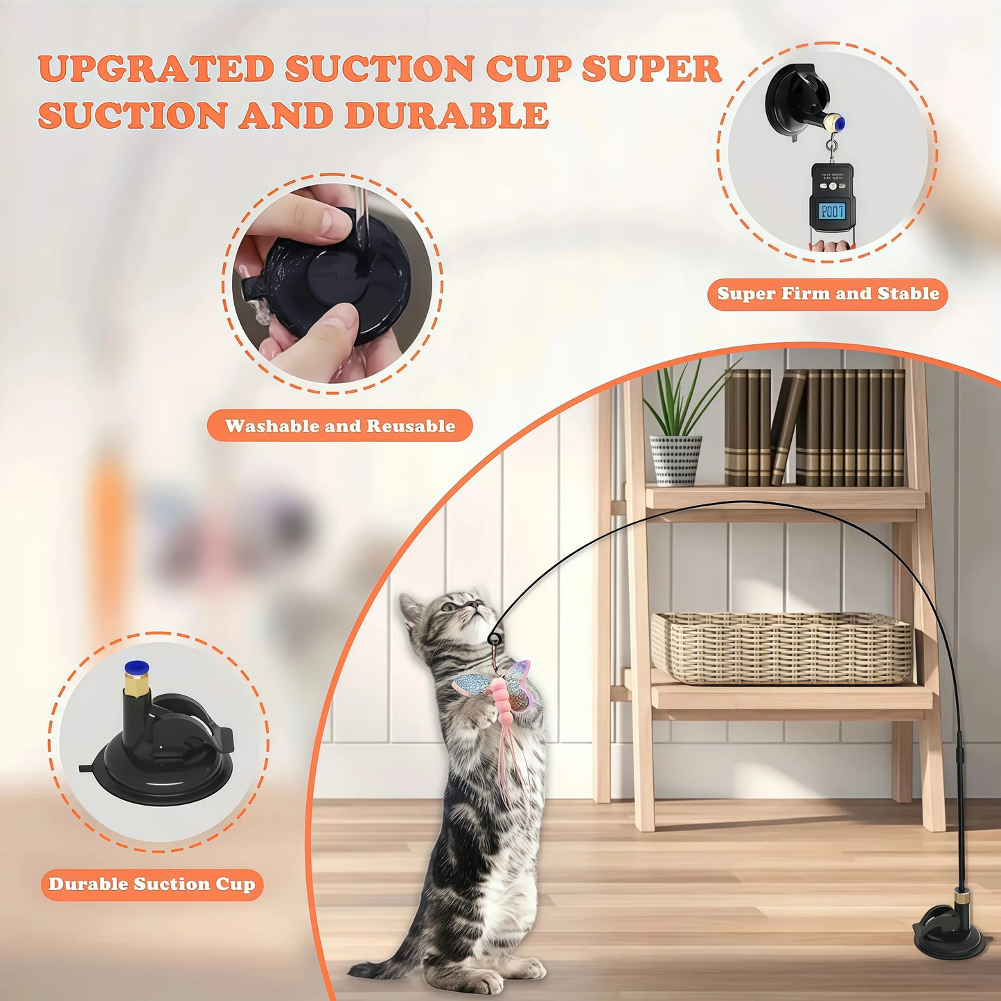 Cat Teaser Pole with Feather Bell | Interactive Cat Toy