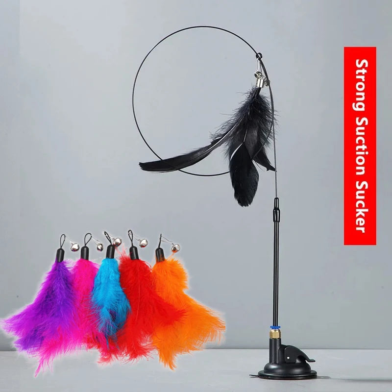 Cat Teaser Pole with Feather Bell | Interactive Cat Toy