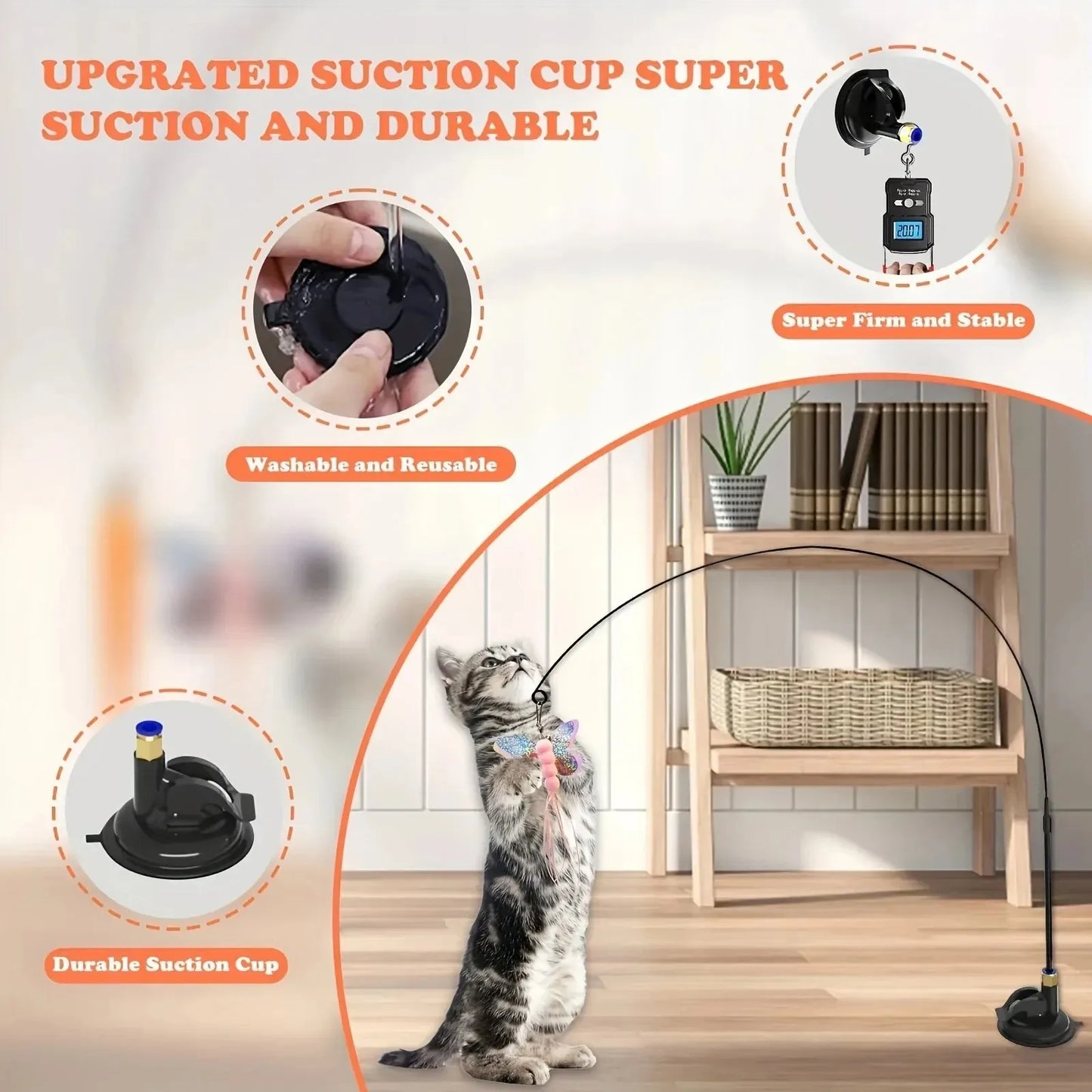 Cat Teaser Pole with Feather Bell | Interactive Cat Toy