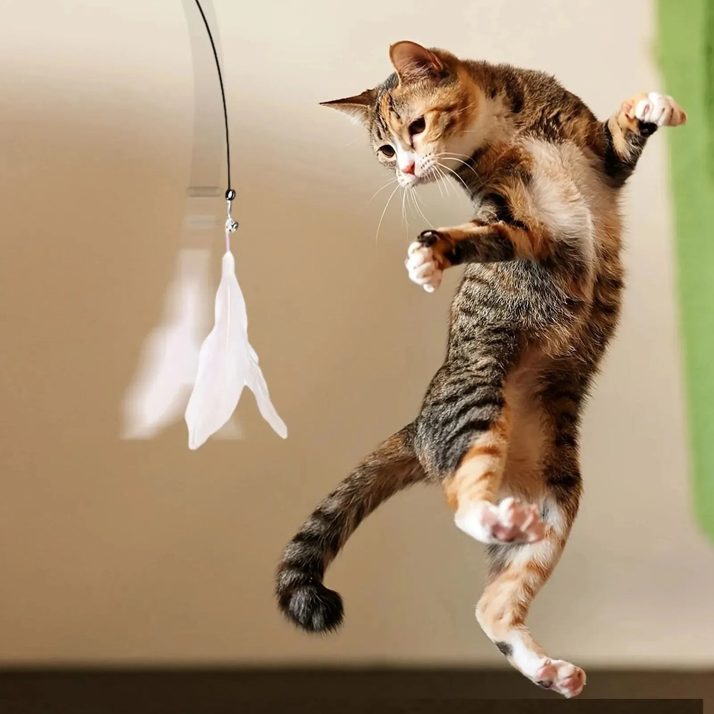 Cat Teaser Pole with Feather Bell | Interactive Cat Toy