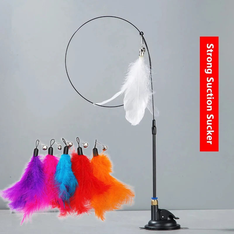 Cat Teaser Pole with Feather Bell | Interactive Cat Toy
