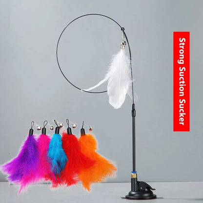 Cat Teaser Pole with Feather Bell | Interactive Cat Toy