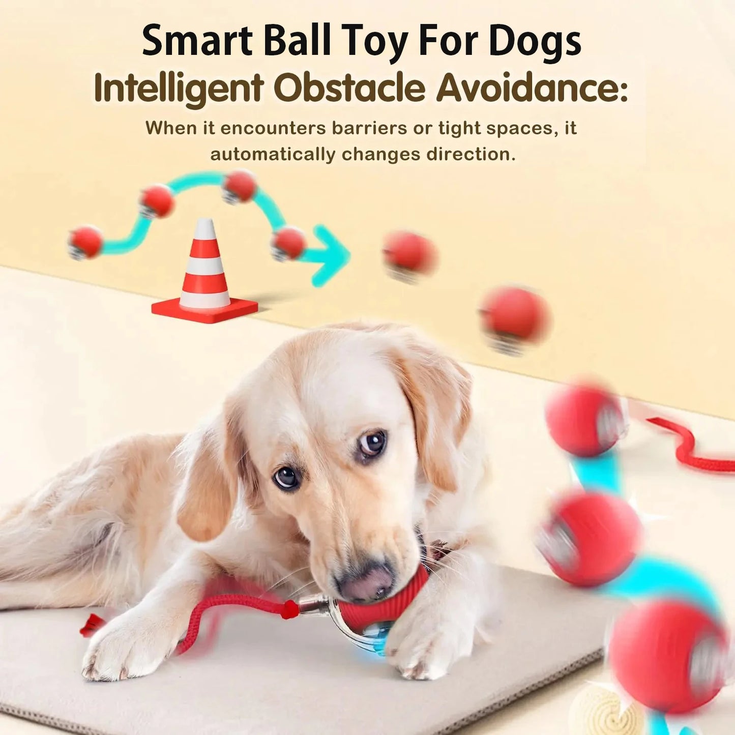 🐾 Smart Rolling Dog Ball Toy — Automatic Interactive Ball with Sound & Feather Tail