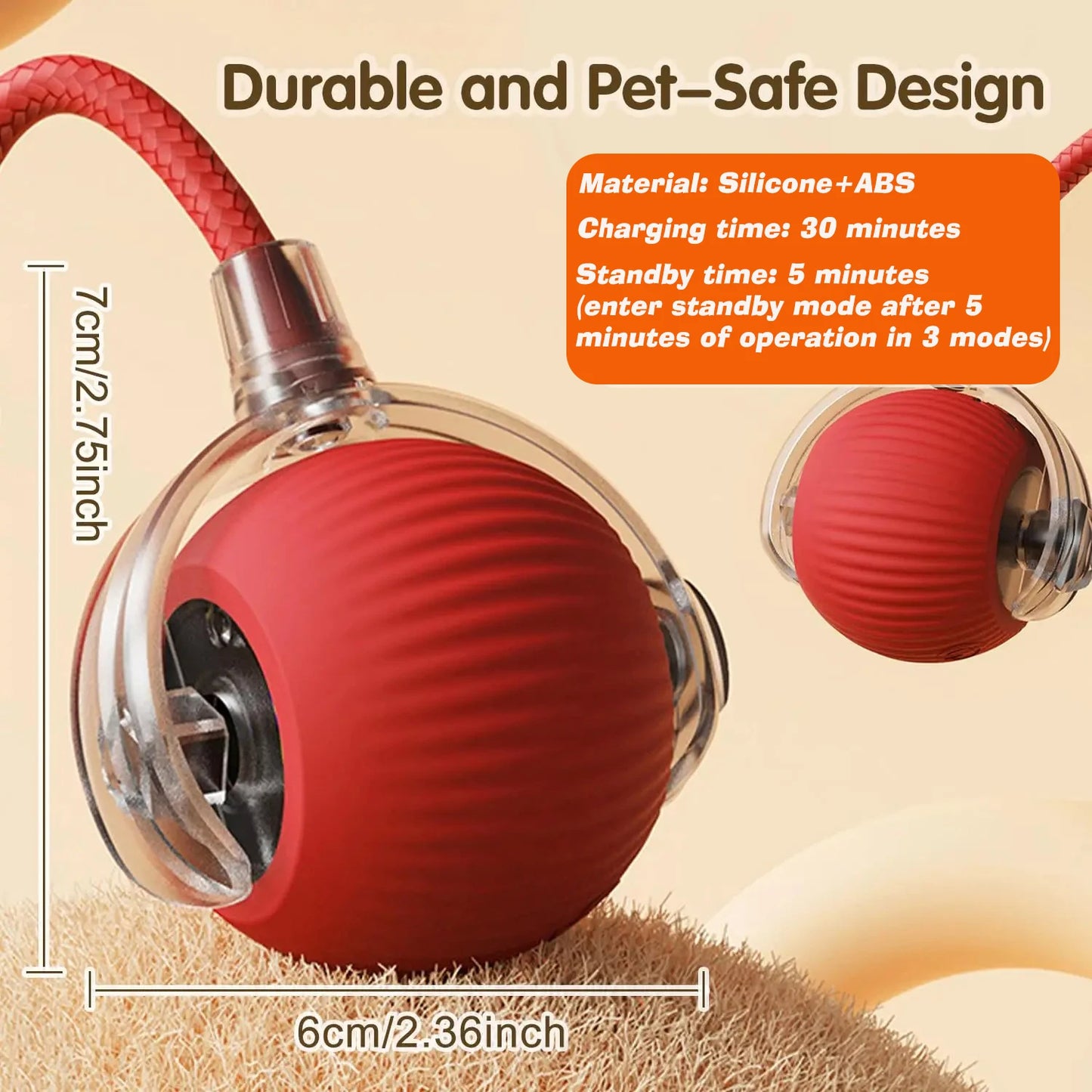 🐾 Smart Rolling Dog Ball Toy — Automatic Interactive Ball with Sound & Feather Tail