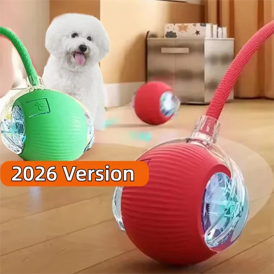 🐾 Smart Rolling Dog Ball Toy — Automatic Interactive Ball with Sound & Feather Tail